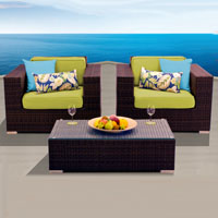 Elite Ocean View Red Spice 3 Piece Outdoor Wicker Patio Furniture Set