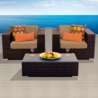 Elite Ocean View Taupe 3 Piece Outdoor Wicker Patio Furniture Set