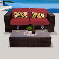 Elegant Ocean View Henna Spice 3 Piece Outdoor Wicker Patio Furniture Set