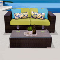 Elegant Ocean View Peridot 3 Piece Outdoor Wicker Patio Furniture Set