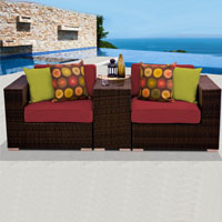 Modern Ocean View Henna Spice 3 Piece Outdoor Wicker Patio Furniture Set
