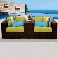Modern Ocean View Peridot 3 Piece Outdoor Wicker Patio Furniture Set