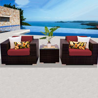 Deluxe Ocean View Henna Spice 3 Piece Outdoor Wicker Patio Furniture Set