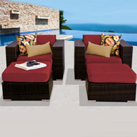 Deluxe Ocean View Henna Spice 4 Piece Outdoor Wicker Patio Furniture Set