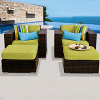 Deluxe Ocean View Peridot 4 Piece Outdoor Wicker Patio Furniture Set