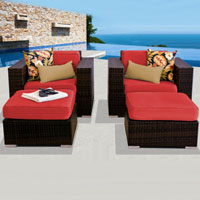 Deluxe Ocean View Red Spice 4 Piece Outdoor Wicker Patio Furniture Set