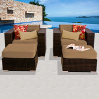 Deluxe Ocean View Taupe 4 Piece Outdoor Wicker Patio Furniture Set