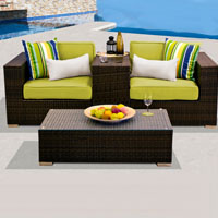 Modern Ocean View Peridot 4 Piece Outdoor Wicker Patio Furniture Set