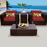 Elite Ocean View Henna Spice 4 Piece Outdoor Wicker Patio Furniture Set