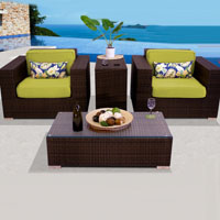 Elite Ocean View Peridot 4 Piece Outdoor Wicker Patio Furniture Set