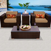 Elite Ocean View Taupe 4 Piece Outdoor Wicker Patio Furniture Set