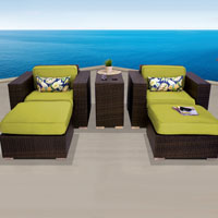 Elite Ocean View Peridot 5 Piece Outdoor Wicker Patio Furniture Set