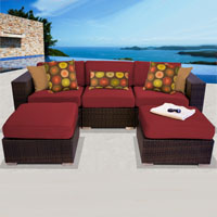 Modern Ocean View Henna Spice 5 Piece Outdoor Wicker Patio Furniture Set