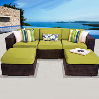 Modern Ocean View Peridot 5 Piece Outdoor Wicker Patio Furniture Set