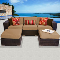 Modern Ocean View Taupe 5 Piece Outdoor Wicker Patio Furniture Set