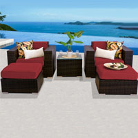 Deluxe Ocean View Henna Spice 5 Piece Outdoor Wicker Patio Furniture Set