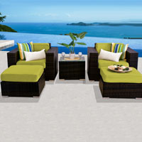 Deluxe Ocean View Peridot 5 Piece Outdoor Wicker Patio Furniture Set