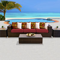 Modern Ocean View Henna Spice 6 Piece Outdoor Wicker Patio Furniture Set