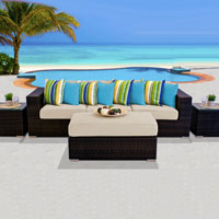 Modern Ocean View Ivory 6 Piece Outdoor Wicker Patio Furniture Set