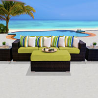 Modern Ocean View Peridot 6 Piece Outdoor Wicker Patio Furniture Set
