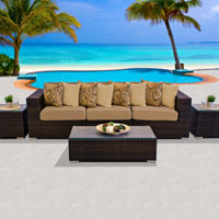 Modern Ocean View Taupe 6 Piece Outdoor Wicker Patio Furniture Set