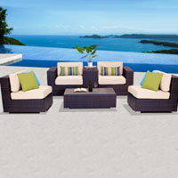 Exclusive Ocean View Ivory 6 Piece Outdoor Wicker Patio Furniture Set