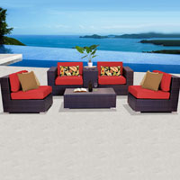 Exclusive Ocean View Red Spice 6 Piece Outdoor Wicker Patio Furniture Set