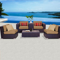 Exclusive Ocean View Taupe 6 Piece Outdoor Wicker Patio Furniture Set