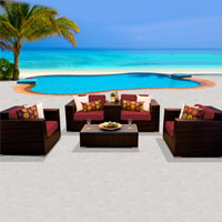 Deluxe Ocean View Henna Spice 6 Piece Outdoor Wicker Patio Furniture Set