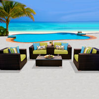 Deluxe Ocean View Peridot 6 Piece Outdoor Wicker Patio Furniture Set