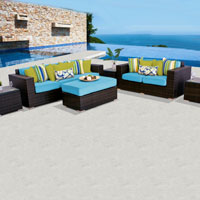 Elite Ocean View Tropical Blue 6 Piece Outdoor Wicker Patio Furniture Set