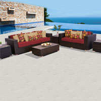 Elite Ocean View Henna Spice 6 Piece Outdoor Wicker Patio Furniture Set