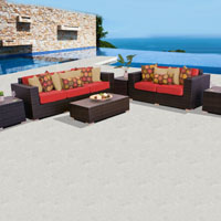 Elite Ocean View Red Spice 6 Piece Outdoor Wicker Patio Furniture Set