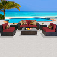Elite Ocean View Henna Spice 7 Piece Outdoor Wicker Patio Furniture Set