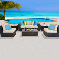 Elite Ocean View Ivory 7 Piece Outdoor Wicker Patio Furniture Set