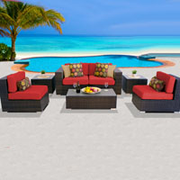 Elite Ocean View Red Spice 7 Piece Outdoor Wicker Patio Furniture Set