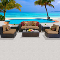 Elite Ocean View Taupe 7 Piece Outdoor Wicker Patio Furniture Set