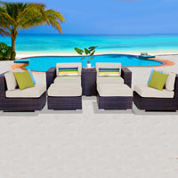 Elegant Ocean View Ivory 7 Piece Outdoor Wicker Patio Furniture Set