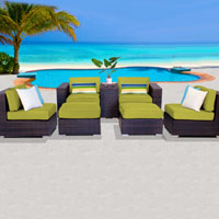 Elegant Ocean View Peridot 7 Piece Outdoor Wicker Patio Furniture Set