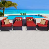 Elegant Ocean View Red Spice 7 Piece Outdoor Wicker Patio Furniture Set