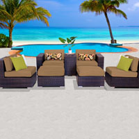 Elegant Ocean View Taupe  7 Piece Outdoor Wicker Patio Furniture Set