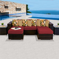 Modern Ocean View Henna Spice 7 Piece Outdoor Wicker Patio Furniture Set
