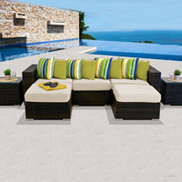 Modern Ocean View Ivory 7 Piece Outdoor Wicker Patio Furniture Set