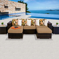 Modern Ocean View Taupe 7 Piece Outdoor Wicker Patio Furniture Set