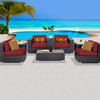 Basic Ocean View Henna Spice 8 Piece Outdoor Wicker Patio Furniture Set
