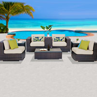 Basic Ocean View Ivory 8 Piece Outdoor Wicker Patio Furniture Set