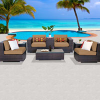 Basic Ocean View Taupe 8 Piece Outdoor Wicker Patio Furniture Set