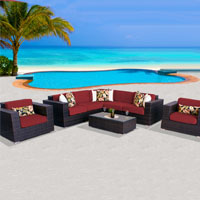 Exclusive Ocean View Henna Spice 8 Piece Outdoor Wicker Patio Furniture Set