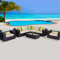 Exclusive Ocean View Ivory 8 Piece Outdoor Wicker Patio Furniture Set