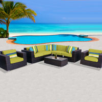 Exclusive Ocean View Peridot 8 Piece Outdoor Wicker Patio Furniture Set